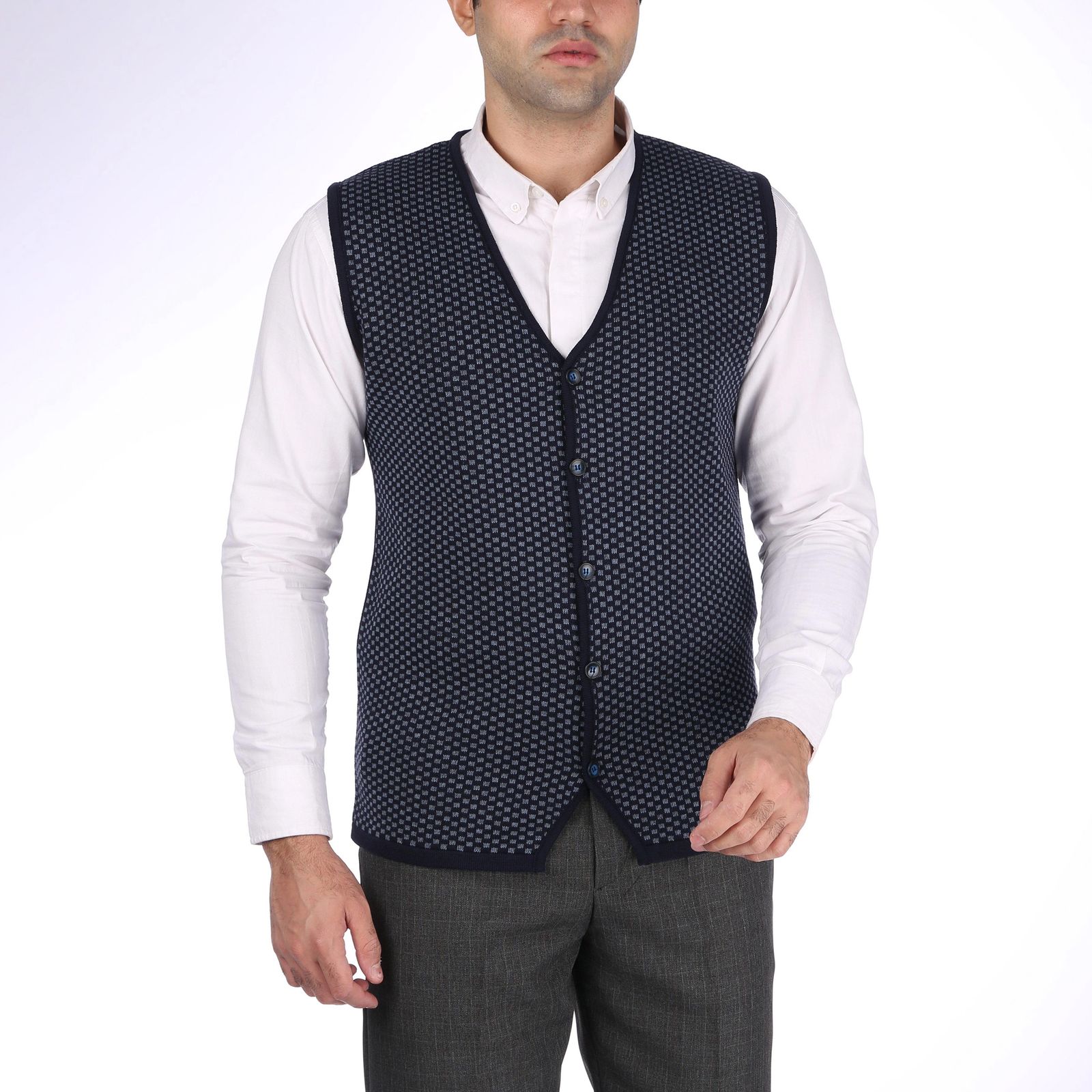 ژیله مردانه تریکو پاییزان مدل J800 رنگ سرمهای -  - 1