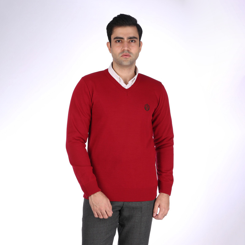 پلیور مردانه تریکو پاییزان کد P700 رنگ قرمز روشن