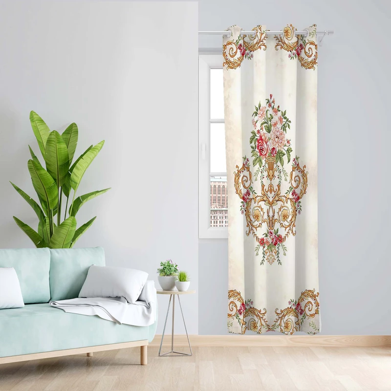 پرده طرح ترنج مدل مخمل پانچی کد 5328 z سایز 140x200 سانتی متر