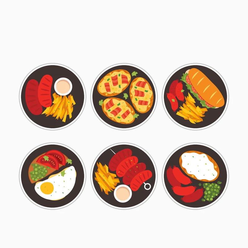استیکر لپ تاپ و موبایل بووم طرح غذا کد MM132 مجموعه 6 عددی