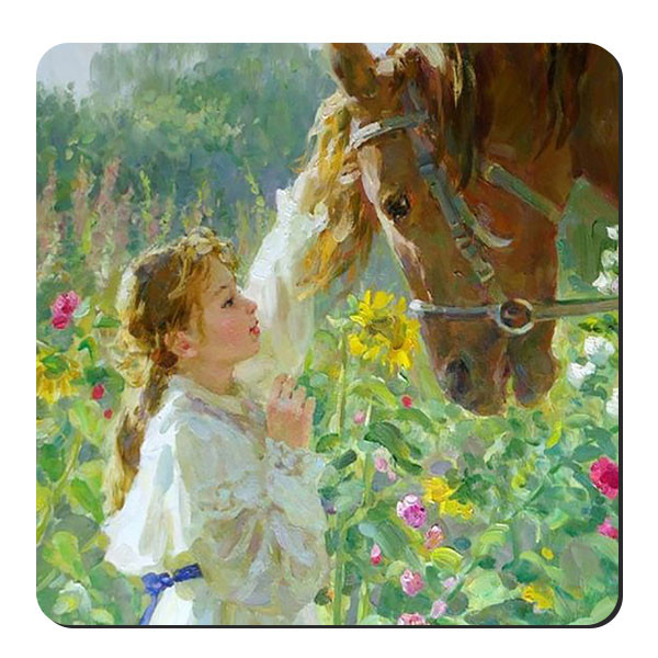 زیر لیوانی طرح دختر و اسب کد nzl705