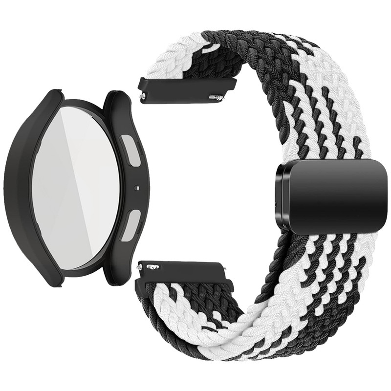 بند اسپریگ مدل Braided MAG BL-WH مناسب برای ساعت هوشمند سامسونگ GalaxyWatch 7 40mm به همراه کاور