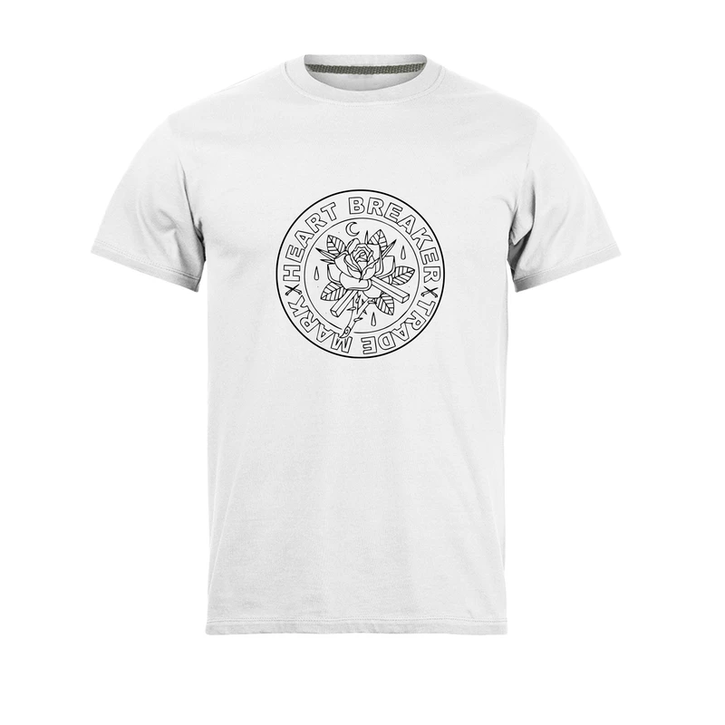 تی شرت آستین کوتاه مردانه مدل   heart breaker trade mark_N1_0320 رنگ سفید