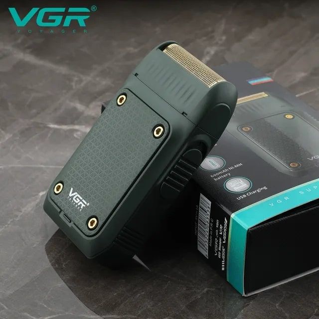 ماشین اصلاح موی صورت وی جی ار مدل V-353، اصلاح به صورت صفر زن، منبع انرژی باتری، تکنولوژی اصلاح به صورت فویلی، به همراه برس تمیزکننده، کابل شارژ و درپوش محافظ -  - 13