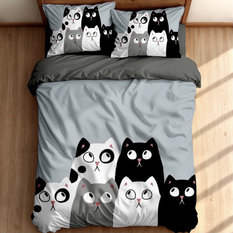 سرویس خواب مدل گربه های بازیگوش کد 567 یک نفره 4 تکه