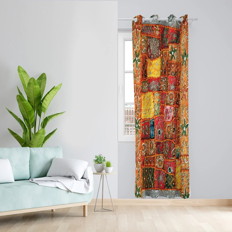 پرده طرح گلیم مدل مخمل پانچی کد  L 142 Z سایز 140x200 سانتی متر