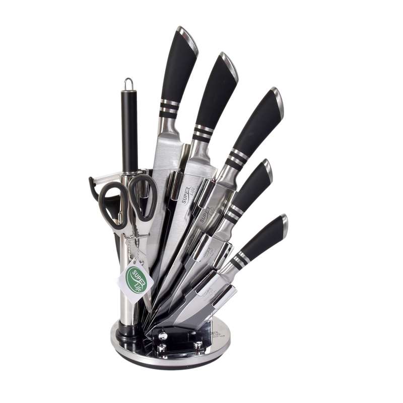 سرویس چاقوی آشپزخانه 9 پارچه سوپر لایف مدل SL-001 سرویس چاقوی آشپزخانه 9 پارچه سوپر لایف مدل SL-001