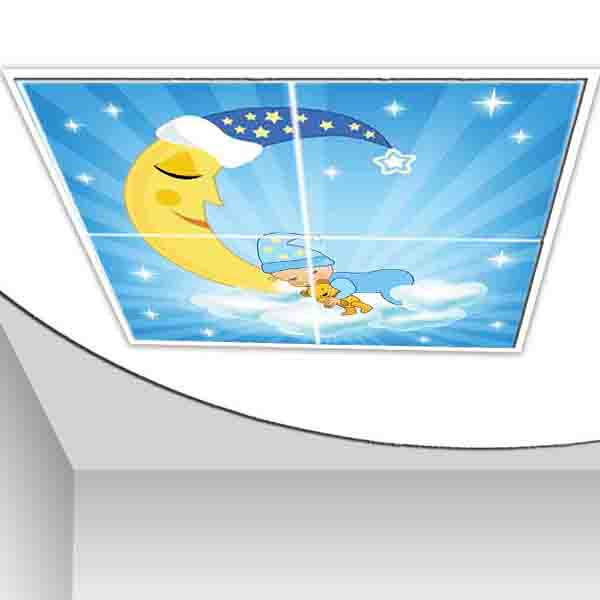 تایل سقفی آسمان مجازی طرح کودک آرامش شب کد K 1338-4 سایز 60x60 سانتی متر مجموعه 4 عددی