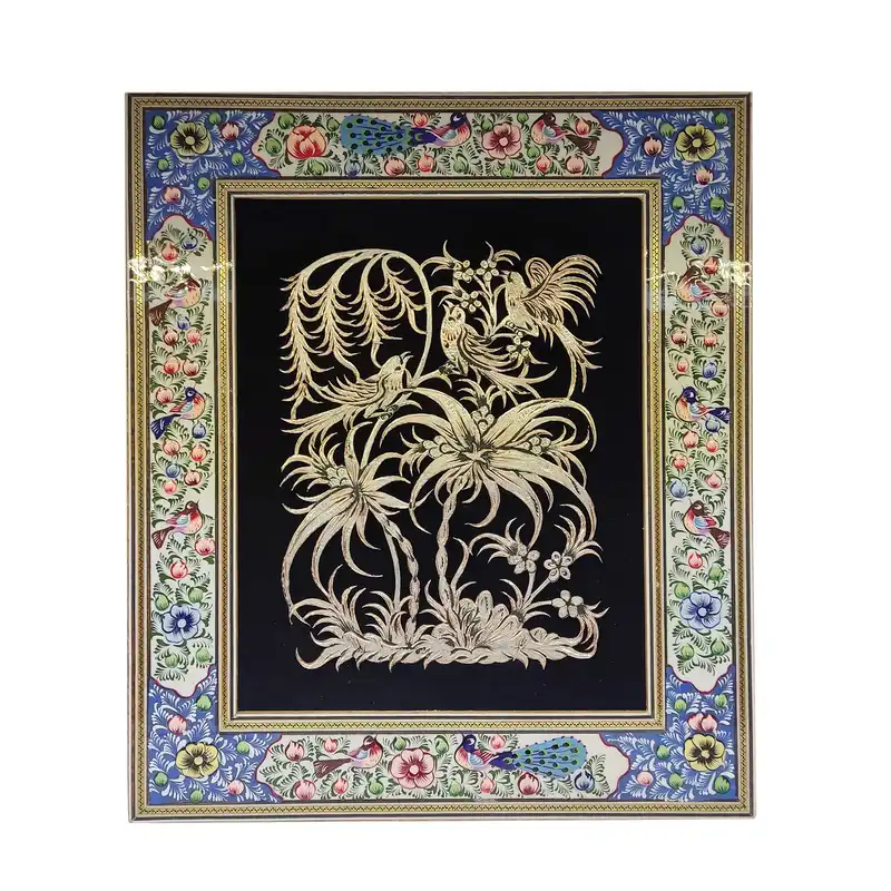 تابلو قلمزنی مدل گل و مرغ کد 34