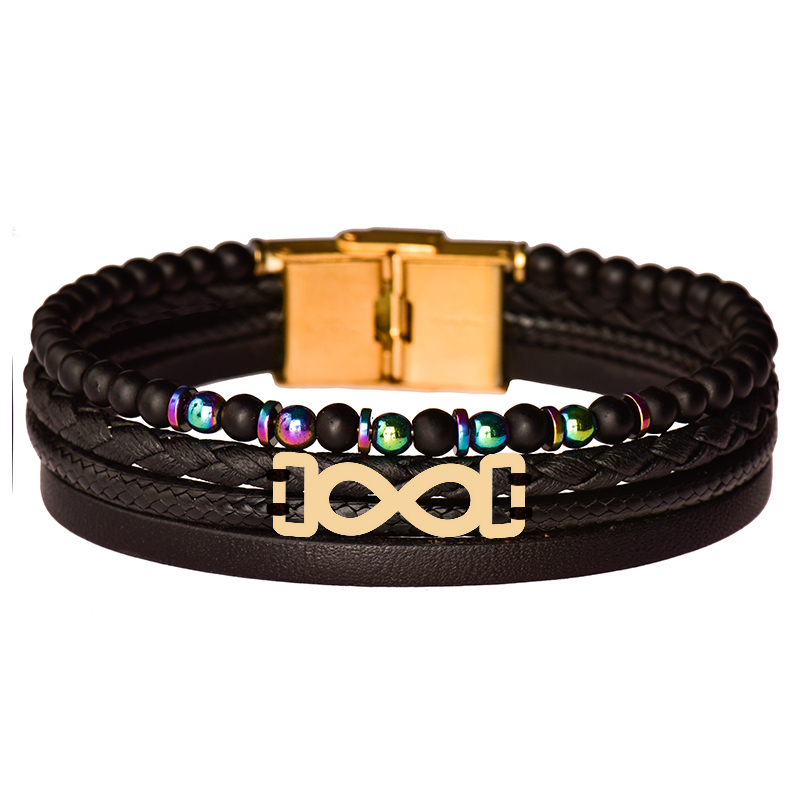 دستبند طلا 18 عیار مردانه کرابو طرح بینهایت مدل Kr102324