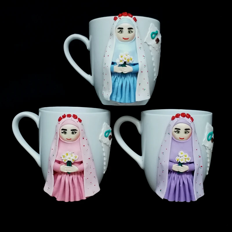 ماگ سرامیکی مدل عروسکی روز دختر کد L825 مجموعه 3 عددی