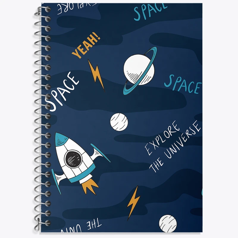 دفتر زبان 50 برگ خندالو مدل دو خط طرح فضایی کد N507