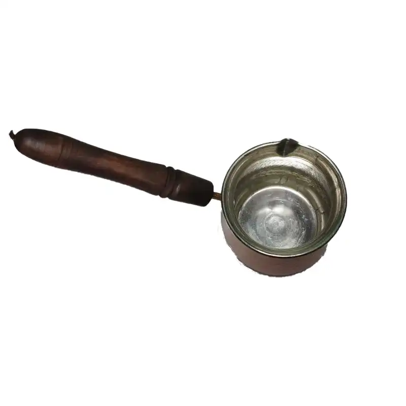 قهوه جوش مسی مدل چکشی طرح دسته چوبی کد 1