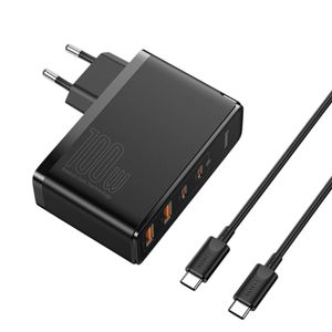 شارژر دیواری 100 وات 4 پورت بیسوس مدل GaN2 Pro به همراه کابل USB-C