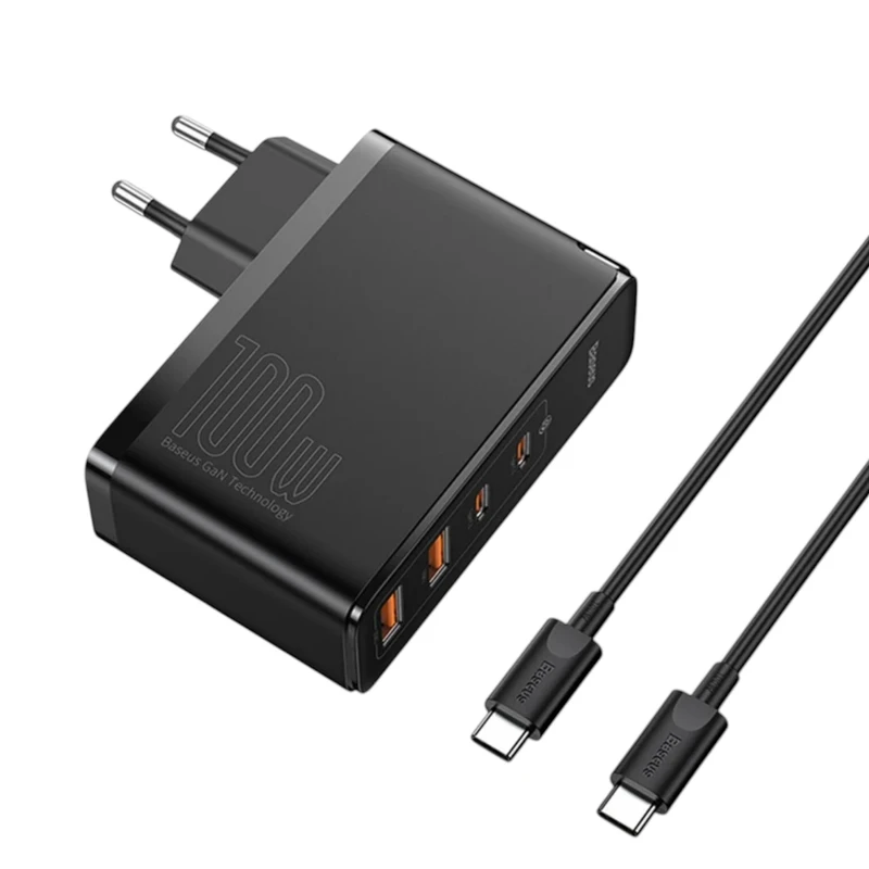 شارژر دیواری 100 وات 4 پورت بیسوس مدل GaN2 Pro به همراه کابل USB-C