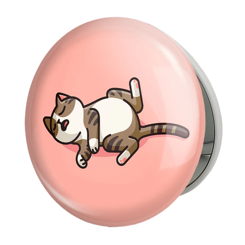 آینه جیبی خندالو طرح حیوانات بامزه گربه مدل تاشو کد 28373 