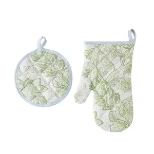 ست دستگیره و دستکش فر انگلیش هوم مدل Greenery مجموعه دو عددی