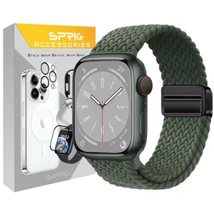 بند اسپریگ مدل Magnetic loop Braided مناسب برای اپل واچ سری SE2021/7/8/9 سایز 45 میلی متری