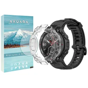بند ساعت آکوآرا مدل SilicTX CLRG مناسب برای ساعت هوشمند امیزفیت Trex / Trex Pro به همراه کاور و محافظ صفحه نمایش