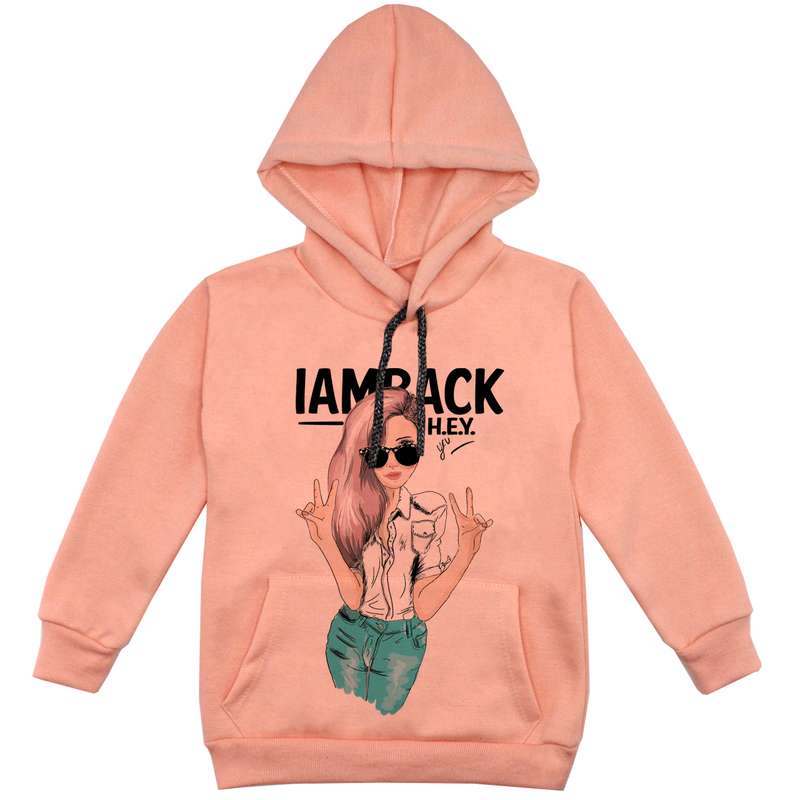 هودی دخترانه مدل دختر F158 رنگ گلبهی