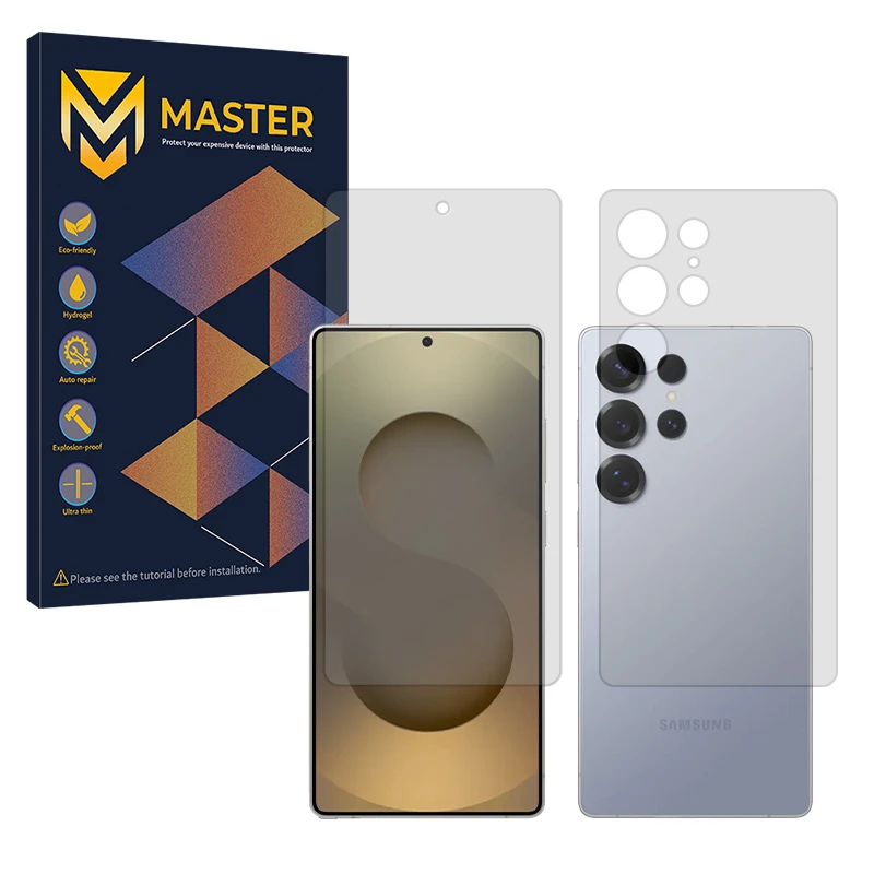محافظ صفحه نمایش شفاف مستر مدل Resistant مناسب برای گوشی موبایل سامسونگ Galaxy S25 Ultra به همراه محافظ پشت گوشی