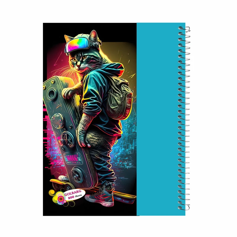 دفتر مشق 200 برگ گلبرگ مدل گربه کد 500072