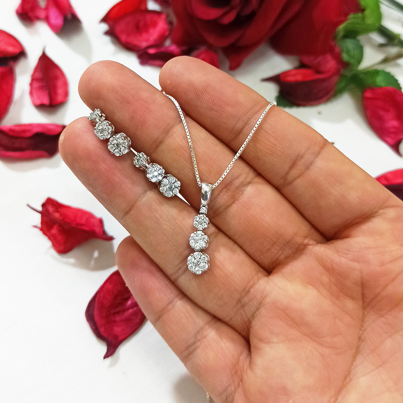 نیم ست نقره زنانه سلین کالا مدل گلریز کد ce-As4