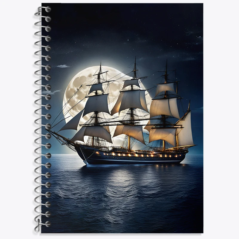 دفتر زبان 50 برگ خندالو مدل سه خط طرح کشتی کد N4399