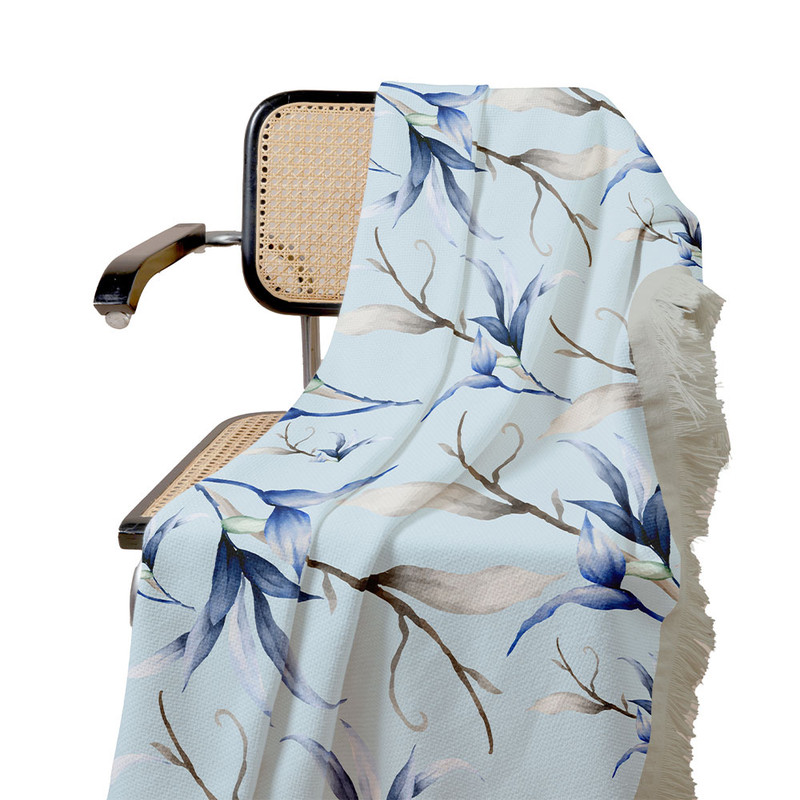 شال مبل طرح برگ کد F2SH10070 سایز 100x180 سانتی متر