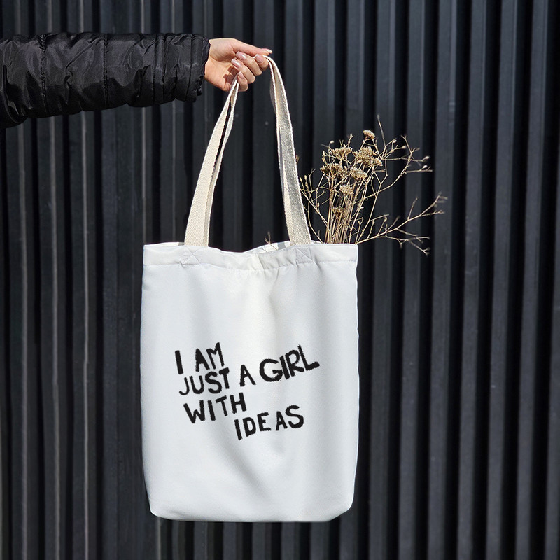 ساک خرید پارچه ای خندالو طرح I Am Just A Girl With Ideas مدل توت بگ کد 6997