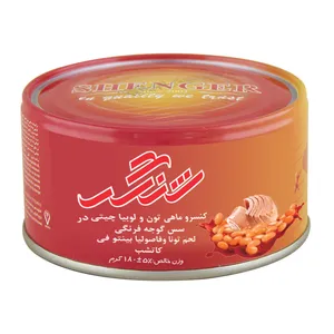 کنسرو ماهی تون و لوبیا چیتی در سس گوجه فرنگی شنگر-180 گرم