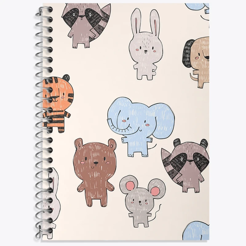 دفتر زبان 50 برگ خندالو مدل دو خط طرح حیوانات بامزه کد N941