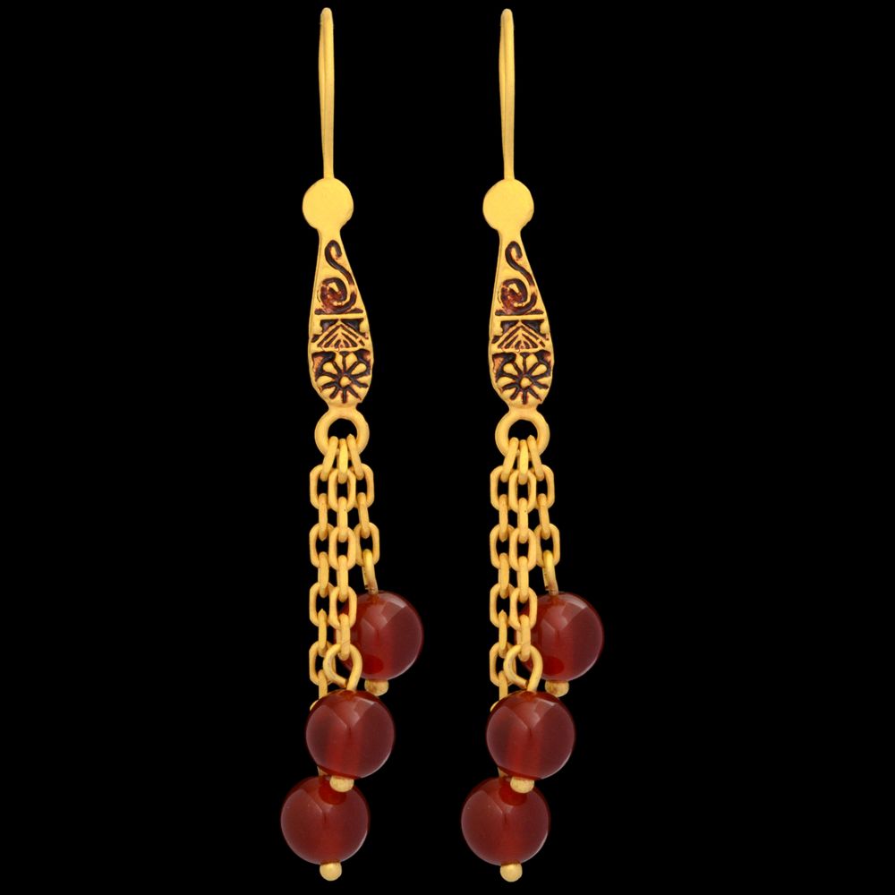 گوشواره آویز طلا 18 عیار زنانه طلای مستجابی مدل عقیق کد T803