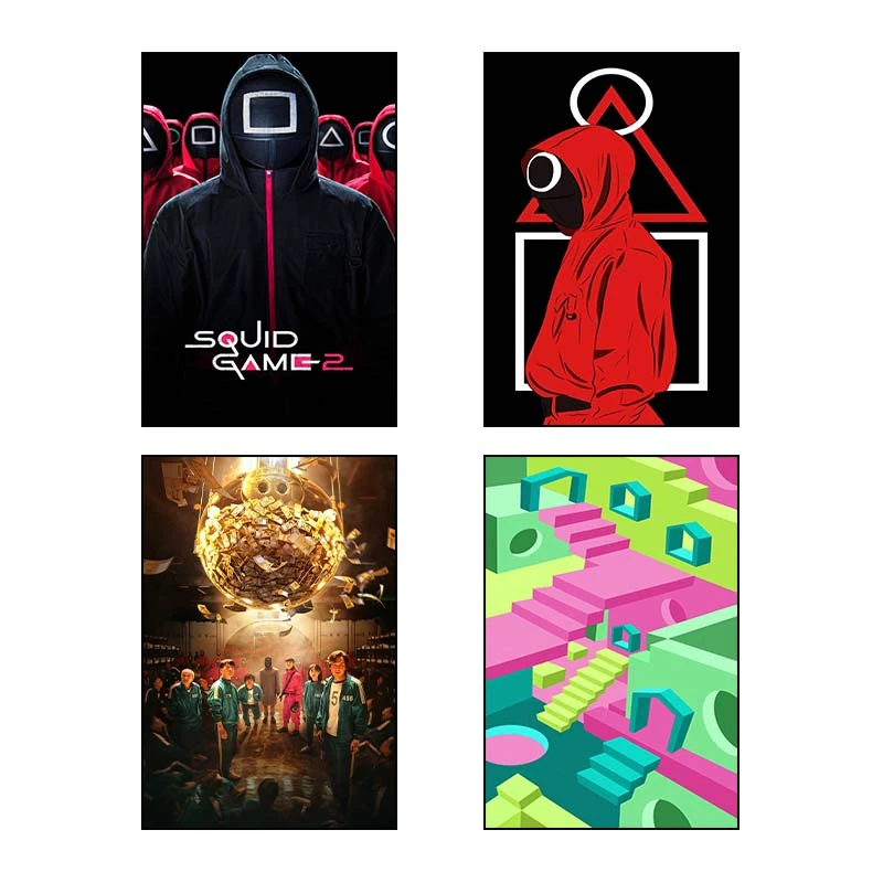 تابلو شاسي کارنيکا طرح بازی مرکب Squid Game کد 12315 مجموعه 4 عددی