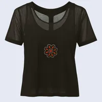 کراپ بلوز آستین کوتاه یقه گرد زنانه مدل like the moon