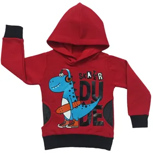 هودی پسرانه مدل دایناسور کد 156 رنگ قرمز