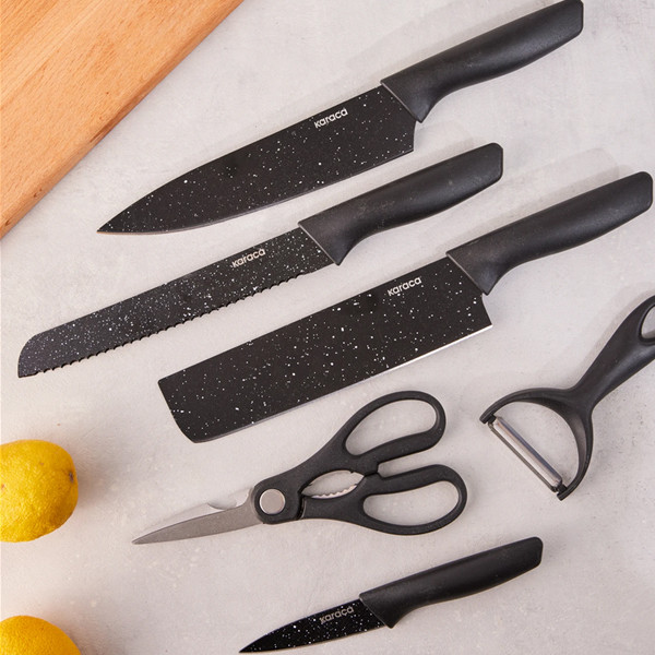 ست چاقو 6 پارچه کاراجا مدل black stone ست چاقو 6 پارچه کاراجا مدل black stone