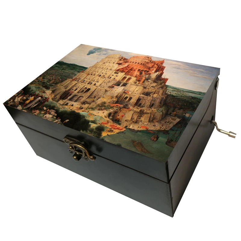 جعبه موزیکال مدل هندلی طرح نقاشی برج بابل پیتر بروگل کد T1021