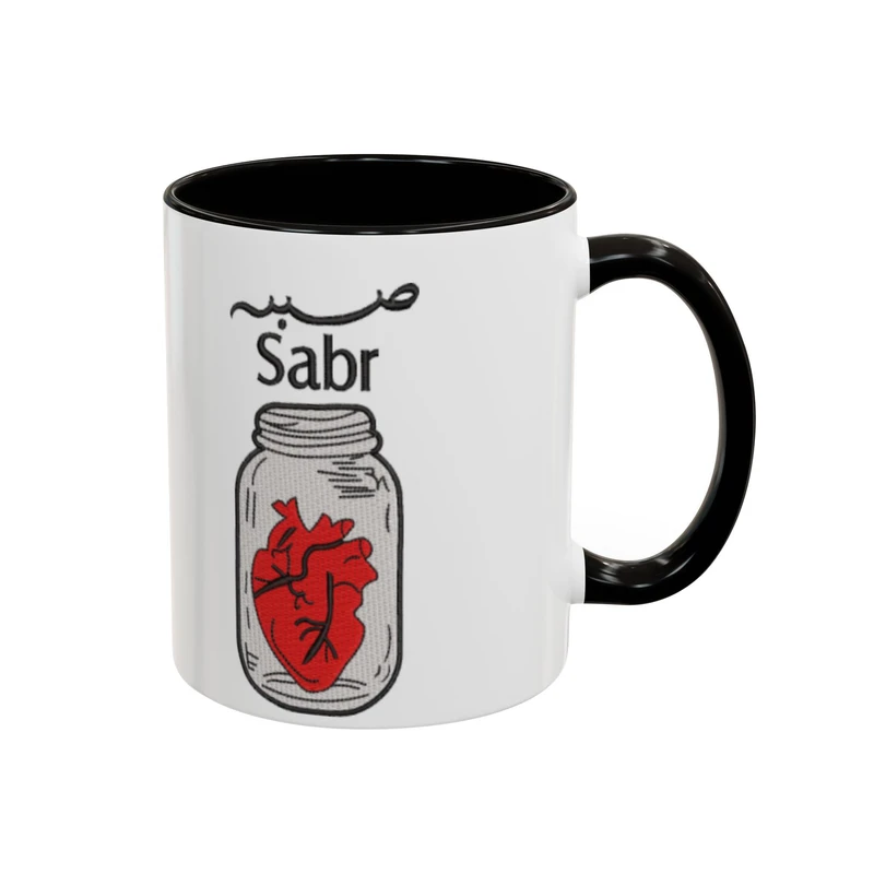 ماگ مدل دسته رنگی طرح قلب در شیشه