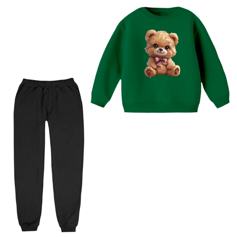 ست سویشرت و شلوار راحتی بچگانه مدل خرس بامزه 