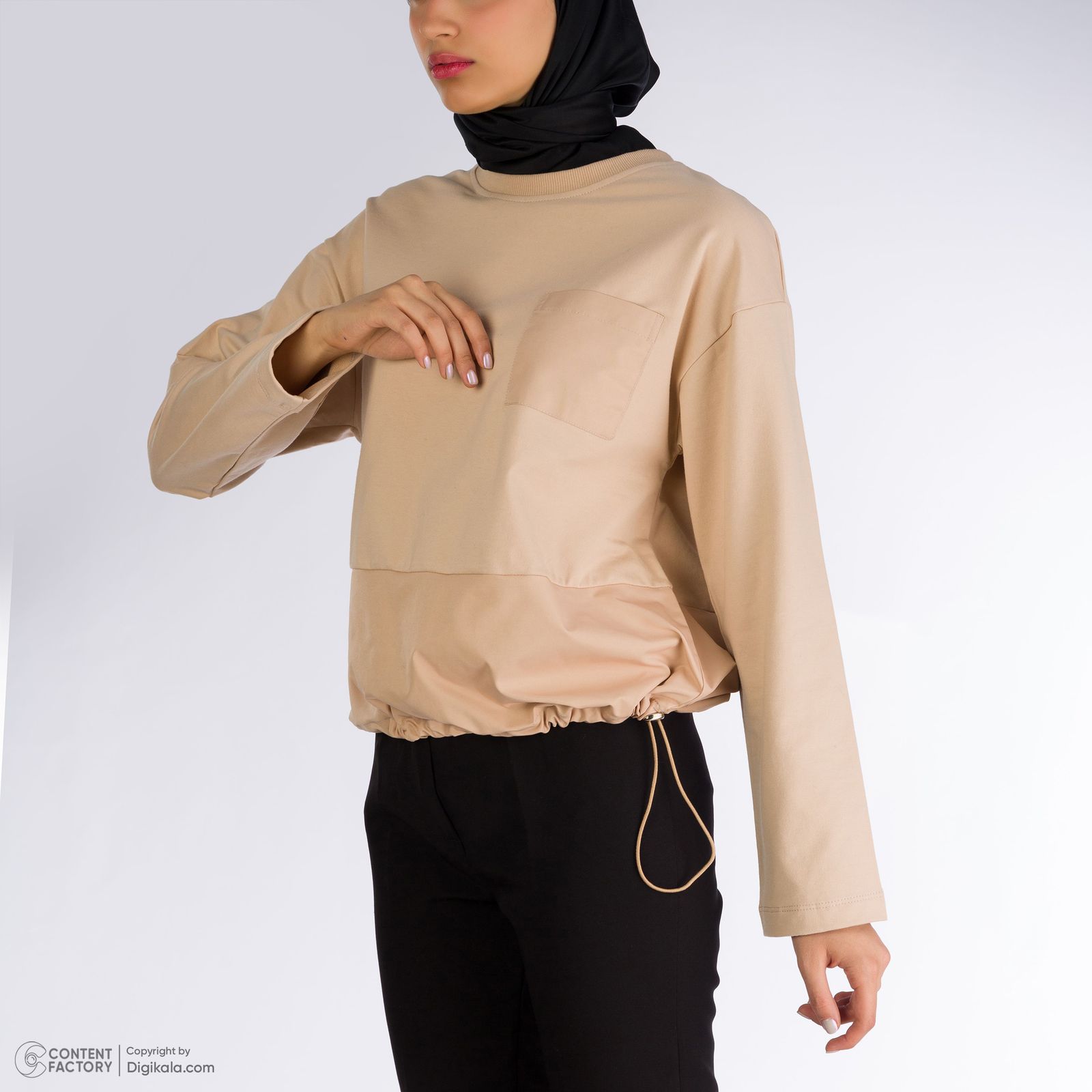 سویشرت زنانه ناریان مدل 2021820 رنگ کرم -  - 4