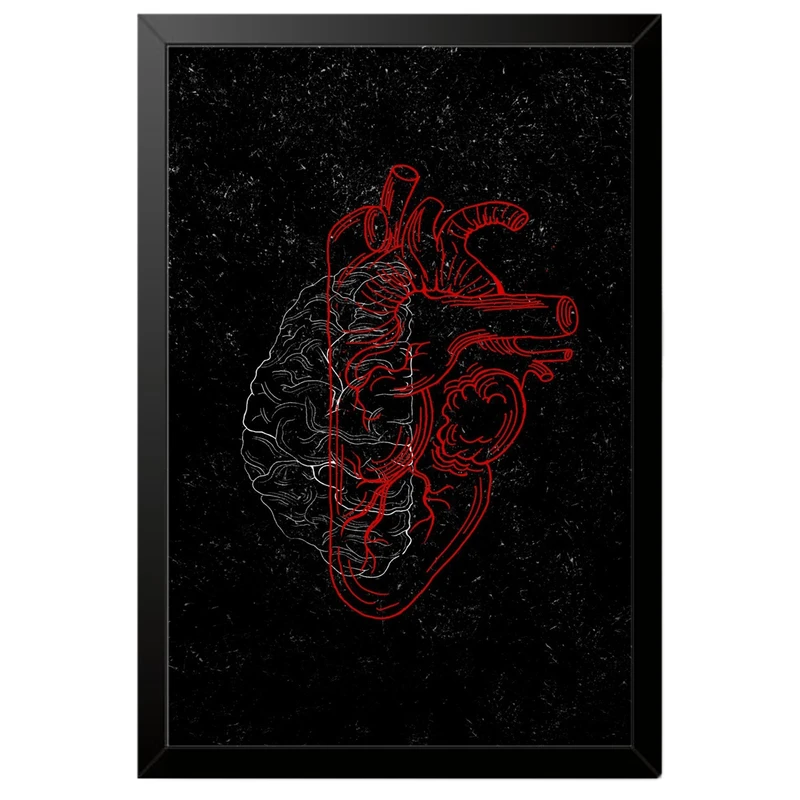 تابلو بکلیت طرح قلب در مقابل مغز مدل B-po2105 فریم مشکی