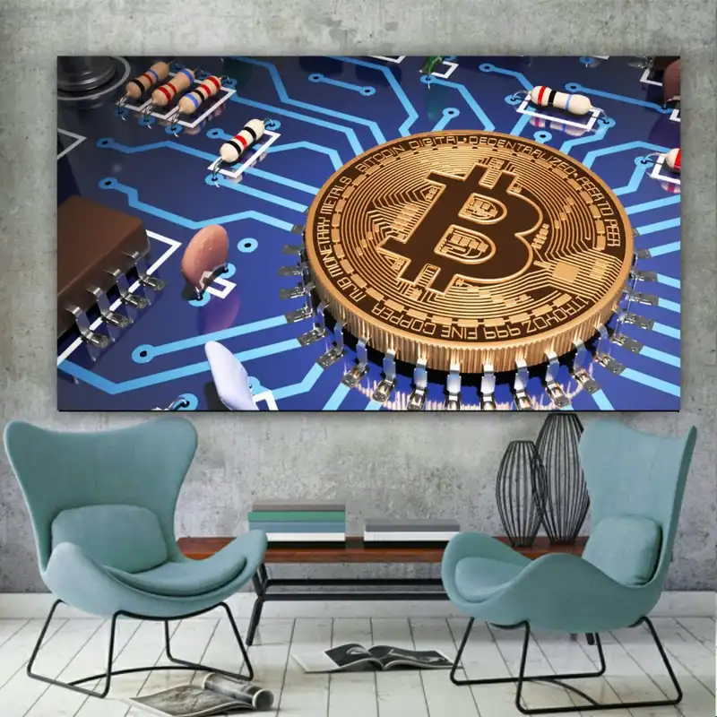 پوستر پارچه ای طرح ارز دیجیتال مدل بیت کوین کد SDP9071