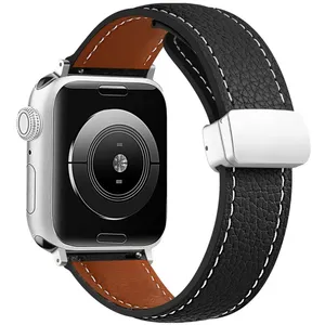 بند اسپریگ مدل Magnetic Leather SP مناسب برای اپل واچ Series 4 44mm / 5 44mm / 6 44mm / Se 44mm / 7 45mm / 8 45mm 
