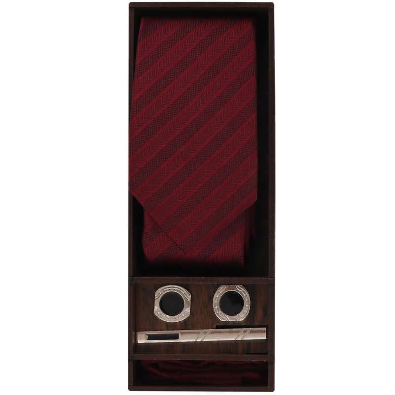 ست کراوات و دستمال جیب و گیره کراوات و دکمه سردست مردانه مدل PJ-107346.1