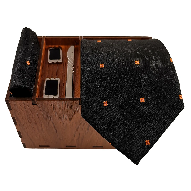 ست کراوات و دستمال جیب و دکمه سردست و گیره کراوات مردانه مدل 583