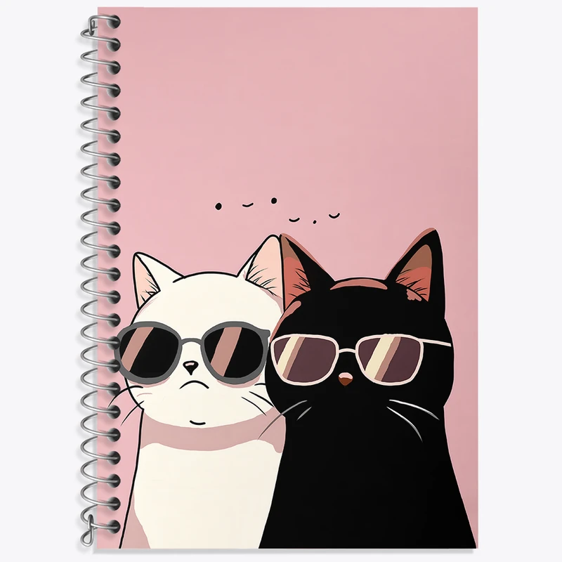 دفتر زبان 50 برگ خندالو مدل دو خط طرح گربه های گنگ کد N3530