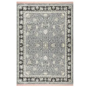 فرش ماشینی 700 شانه یلدای کویر زمینه نقره‌ای حاشیه نقره ای مدل آذر نقره ای کد 12