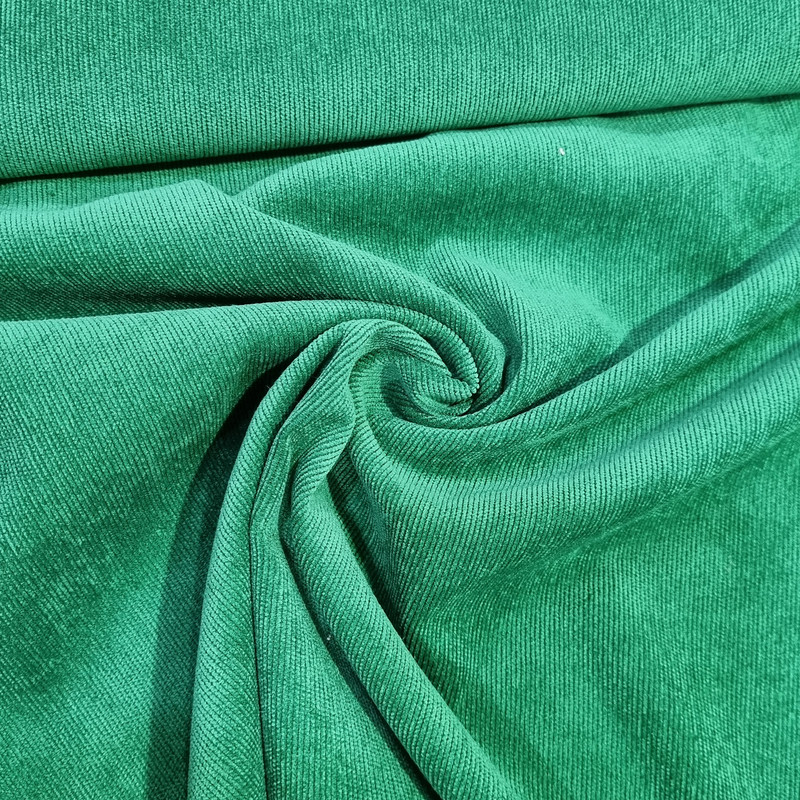 پارچه لباس مدل محمل کبریتی ریز رنگ سبز کد kb01