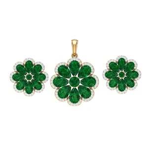 نیم ست طلا 18 عیار زنانه قیراط طرح گل کد GH2052